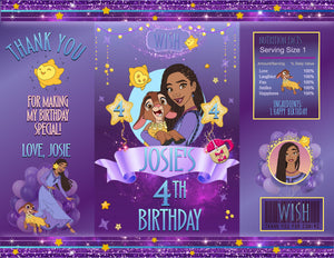 Editable Wish Movie Chip Bag Set | Wish Movie Party Favors Set | Wish Movie Party Decorations | Wish Templates | Asha Chip Bag