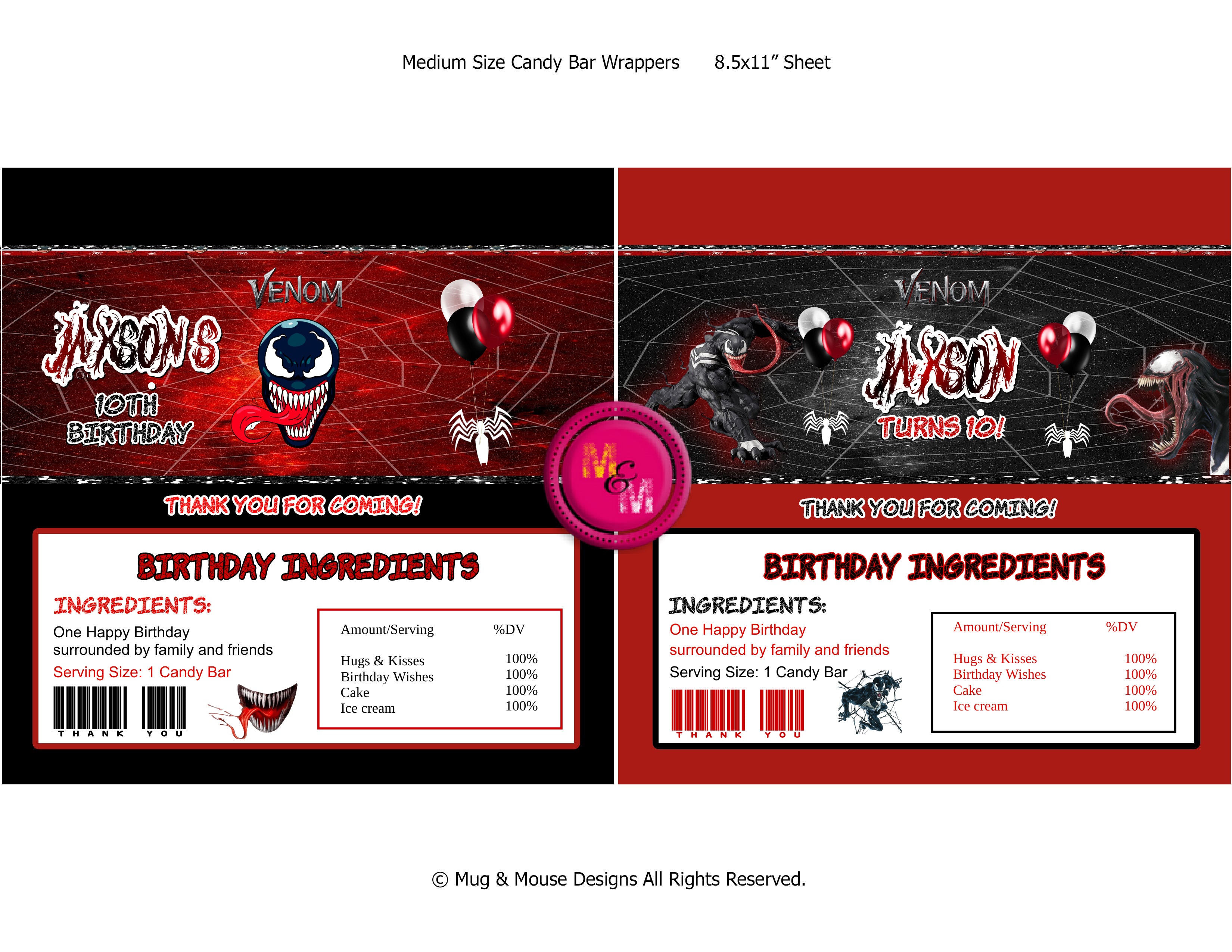 Editable Venom Chip Bag Set | Venom Party Favors | Venom Party Templates | Superhero Party