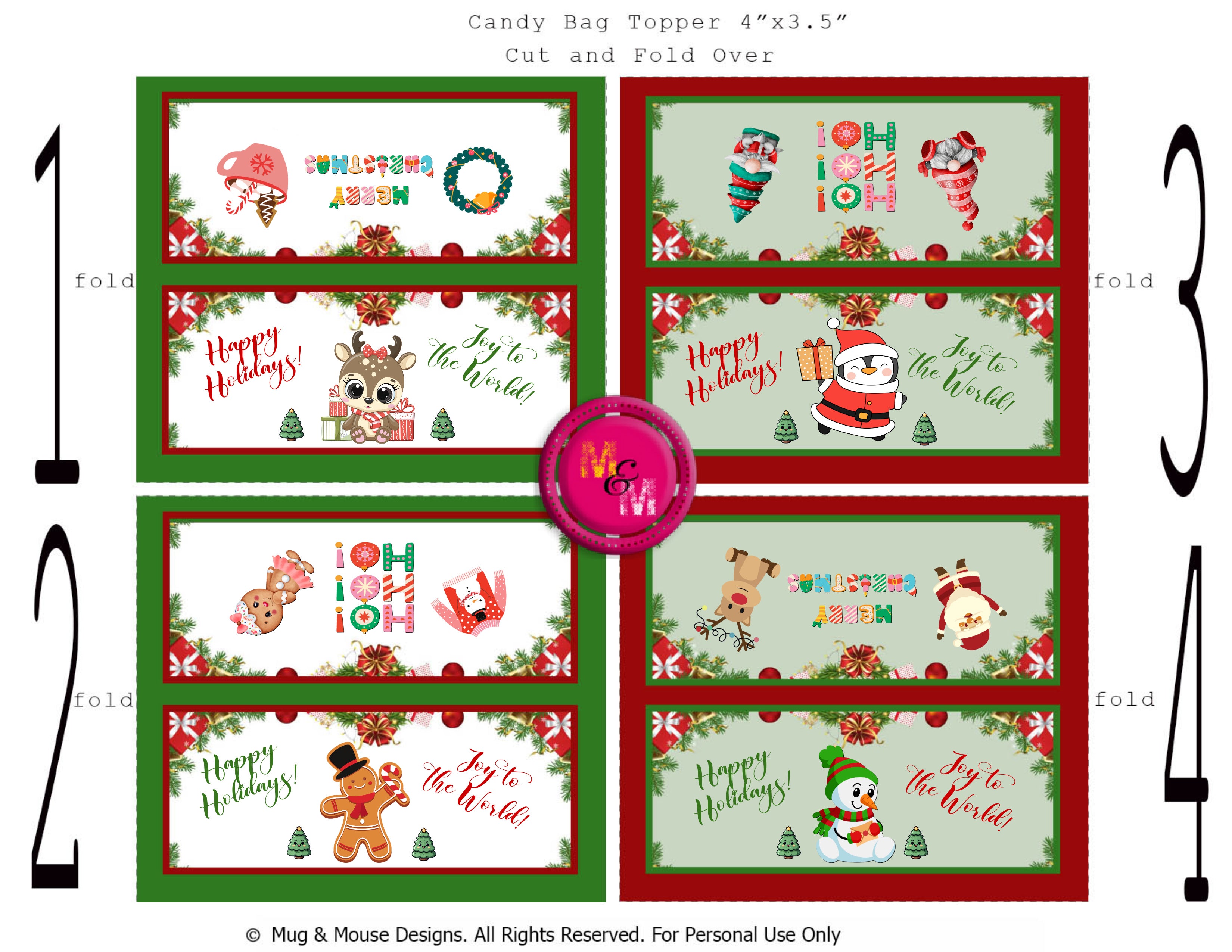 Editable Cute Holiday Chip Favor Bags | Cute Christmas Favor Bags | Holiday Party Favors | Holiday Gift Bags | Christmas Templates