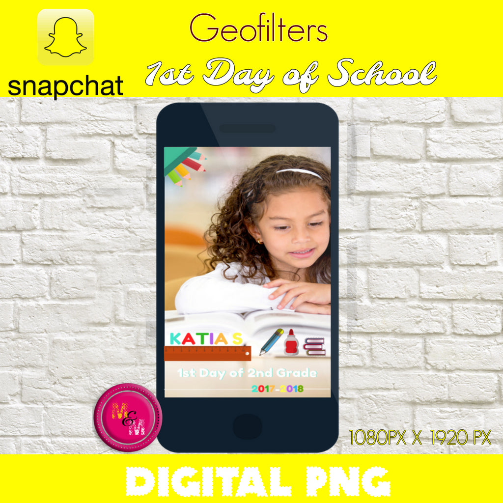 Editable 1st Day of School Snapchat Custom Geofilter, School Selfies - mugandmousedesigns