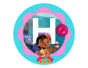 Instant Download Baby Moana Birthday Banner, Baby Moana Happy Birthday Circle Banner Printable, Baby Moana Birthday Decorations, Moana Party - mugandmousedesigns