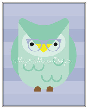 Instant Download-Hipster Owl Wall Digital Wall Print, Nursery Wall Print, Cute Owl Printable 8x10