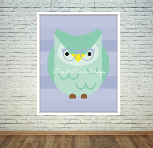 Instant Download-Hipster Owl Wall Digital Wall Print, Nursery Wall Print, Cute Owl Printable 8x10