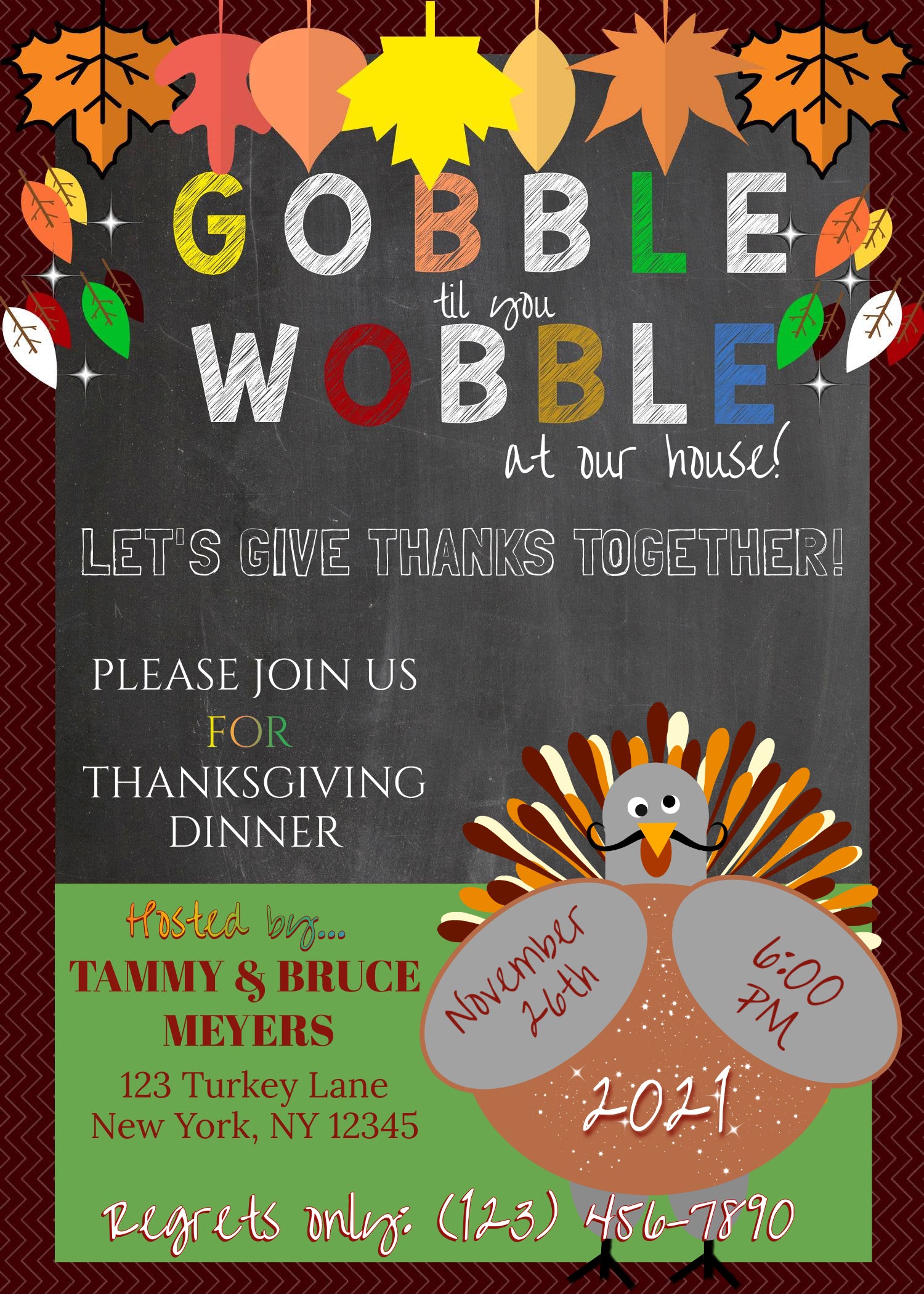 Editable Thanksgiving Invitation Printable  Thanksgiving Dinner Invite