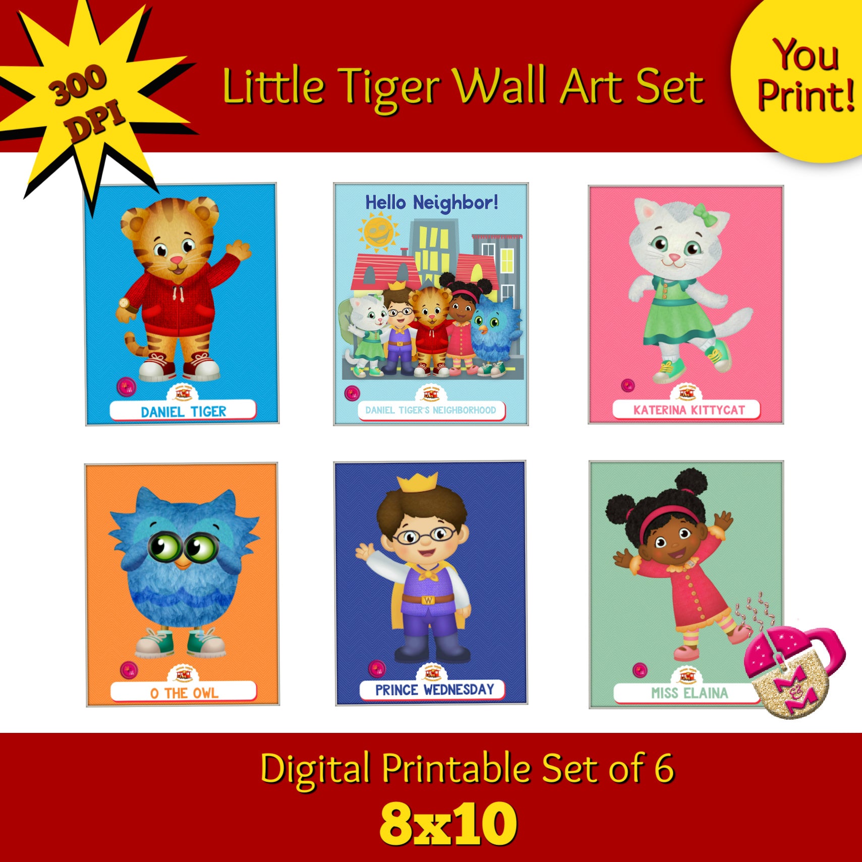 Little Tiger Wall Art  Prints Set, Little Tiger Posters 8x10