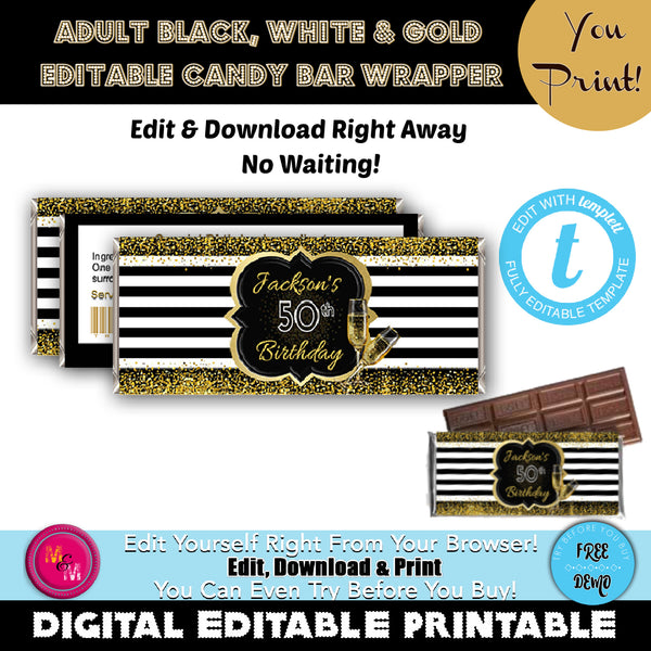Printable Candy Bar Wrappers | Royal Prince Blue White Gold African  American Baby Shower Chocolate Bar Labels | Instant Download