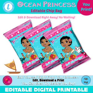 Ocean Princess Party Favor Bags, Ocean Princess Chip Bags
