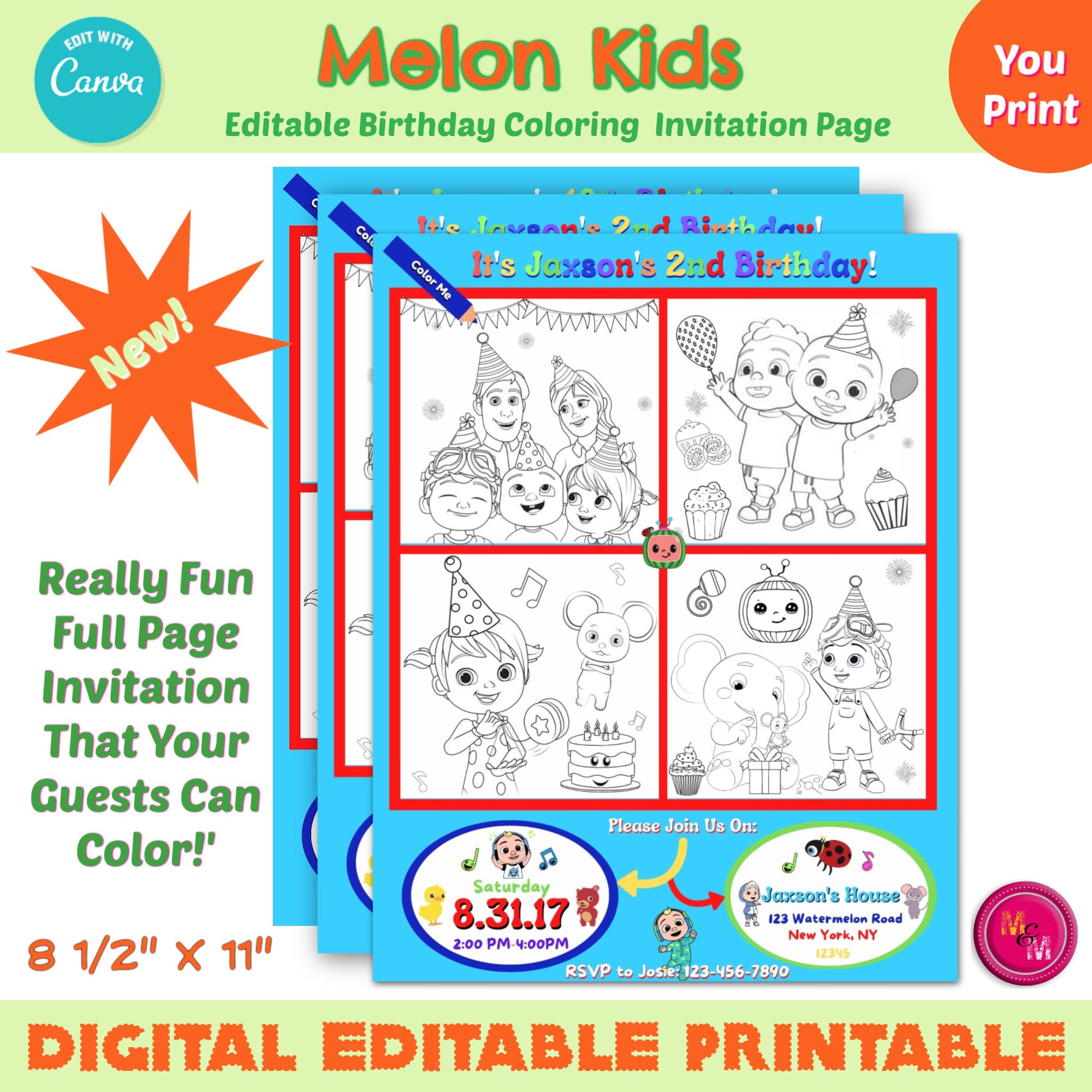 Birthday Party Invitation Coloring Pages
