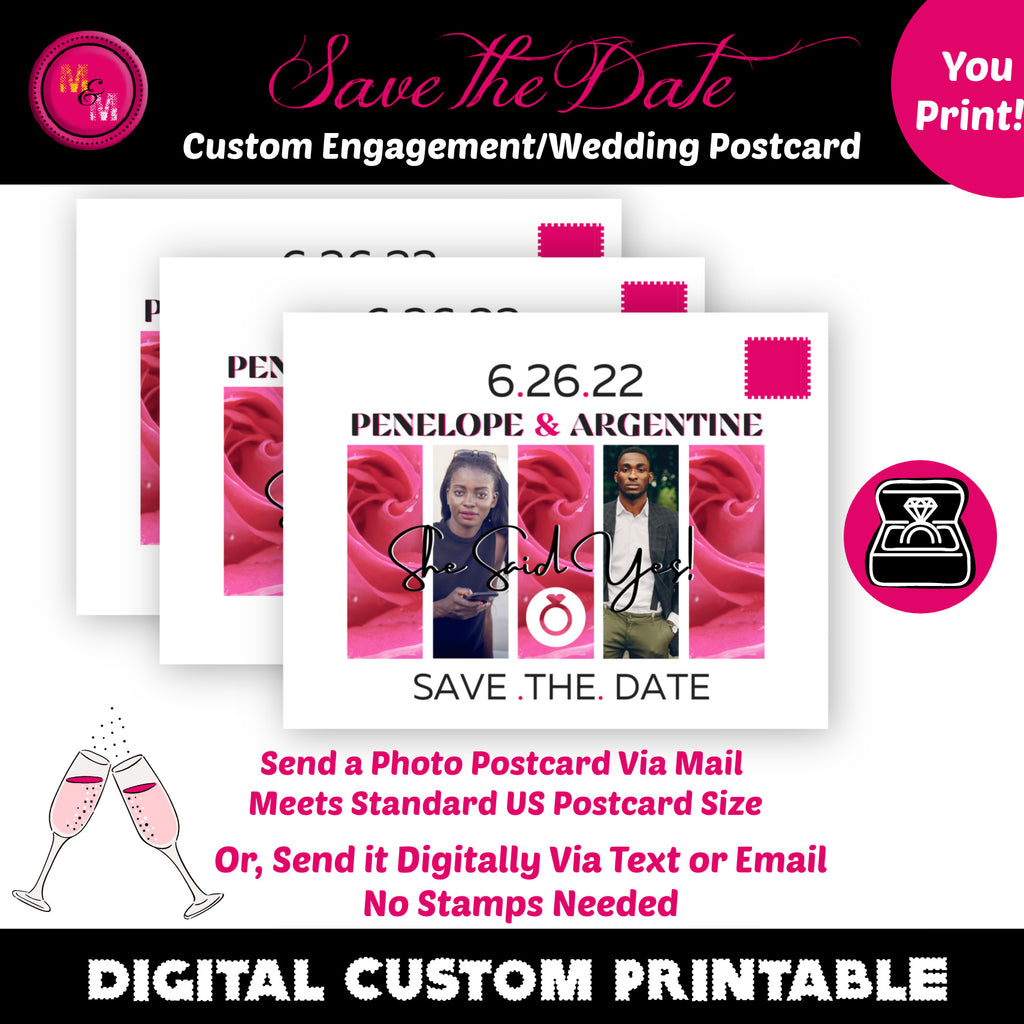Custom Save the Date Photo Postcard, Wedding Printable, Digital Postcard, DIY Wedding