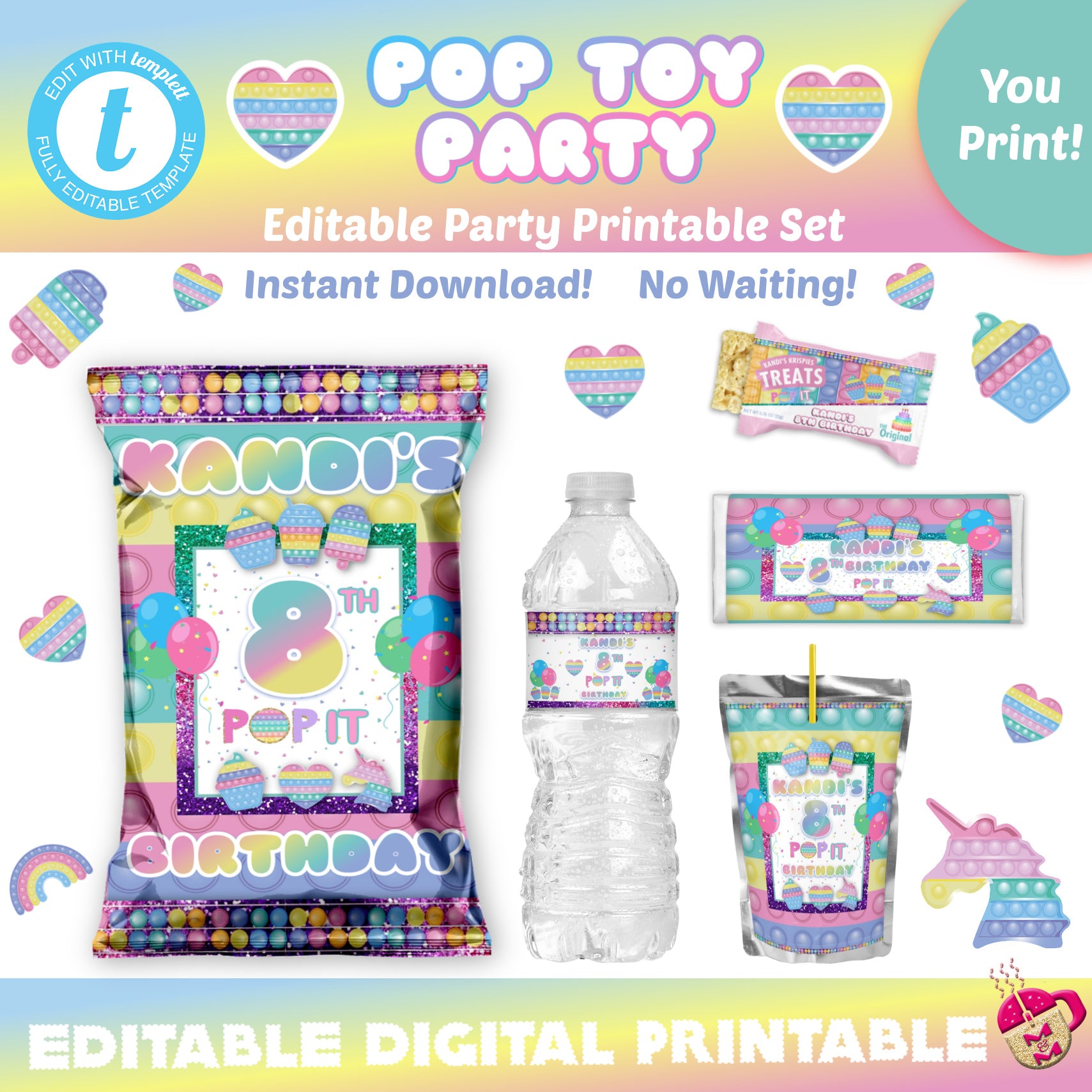 Editable Pop Toy Chip Bag Set, Pop It Party Templates, Pop It Party Fa –  Mug+Mouse Designs