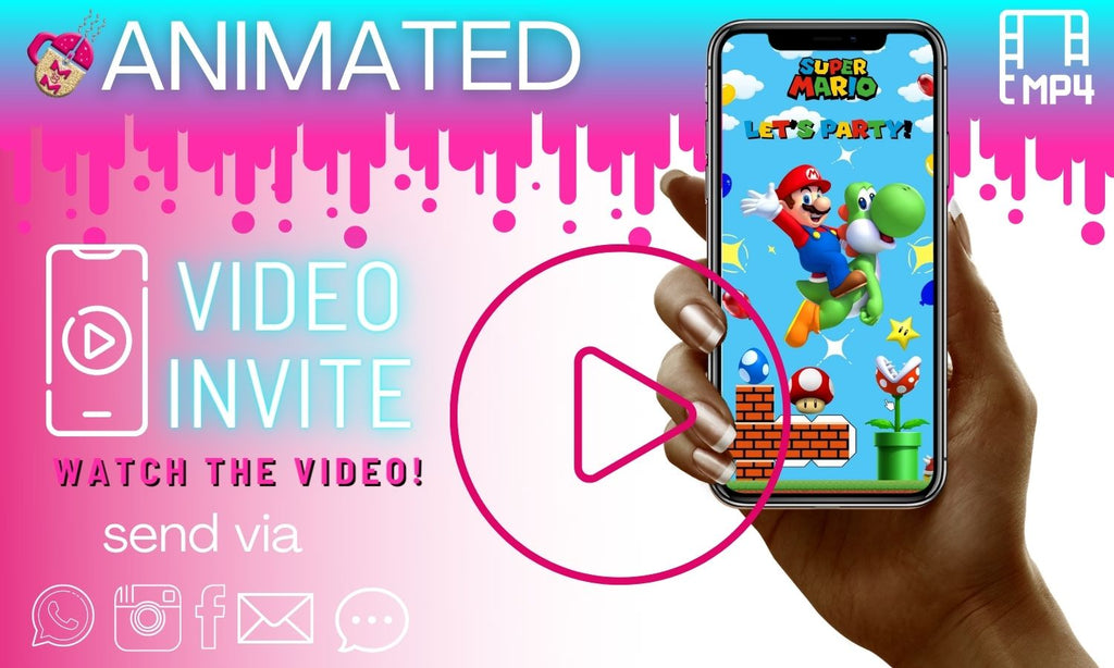 Plumber Video Game Video Invitation, Plumber Video Game Animated Invitation