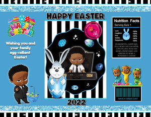 Editable Blue Boss Party Easter Chip Bag Set & Juice Pouch Set, Brown Boss Party Capri Sun Labels, Boss Party Easter Printables