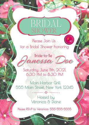 Editable Floral Romantic Bridal Shower Invitation (5x7), DIY Prints