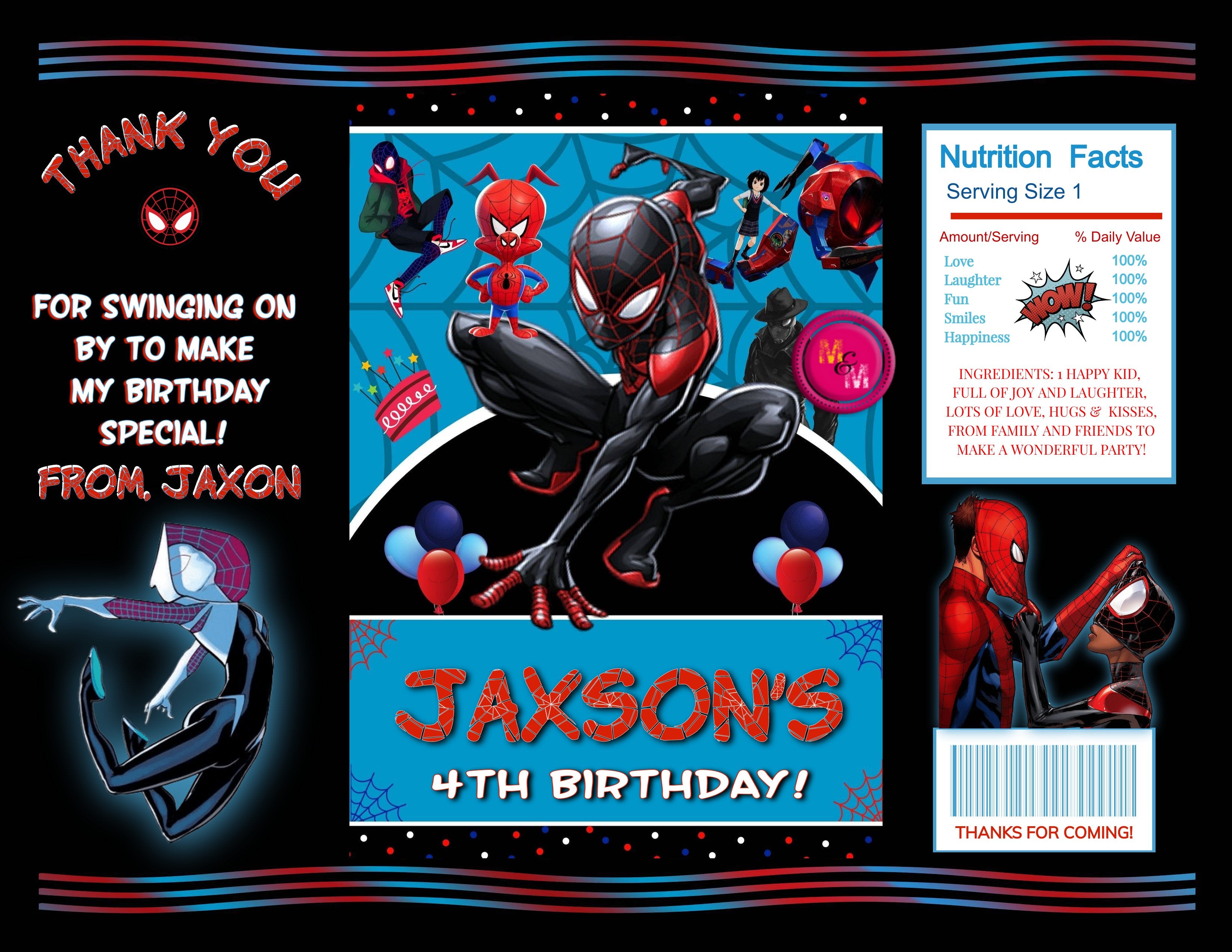 Editable Spider Hero Chip Bag Set, Superhero Party
