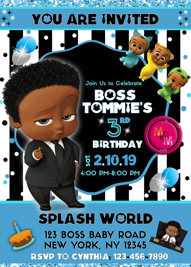 Editable African American Boss Baby Invitations – Mug+mouse Designs