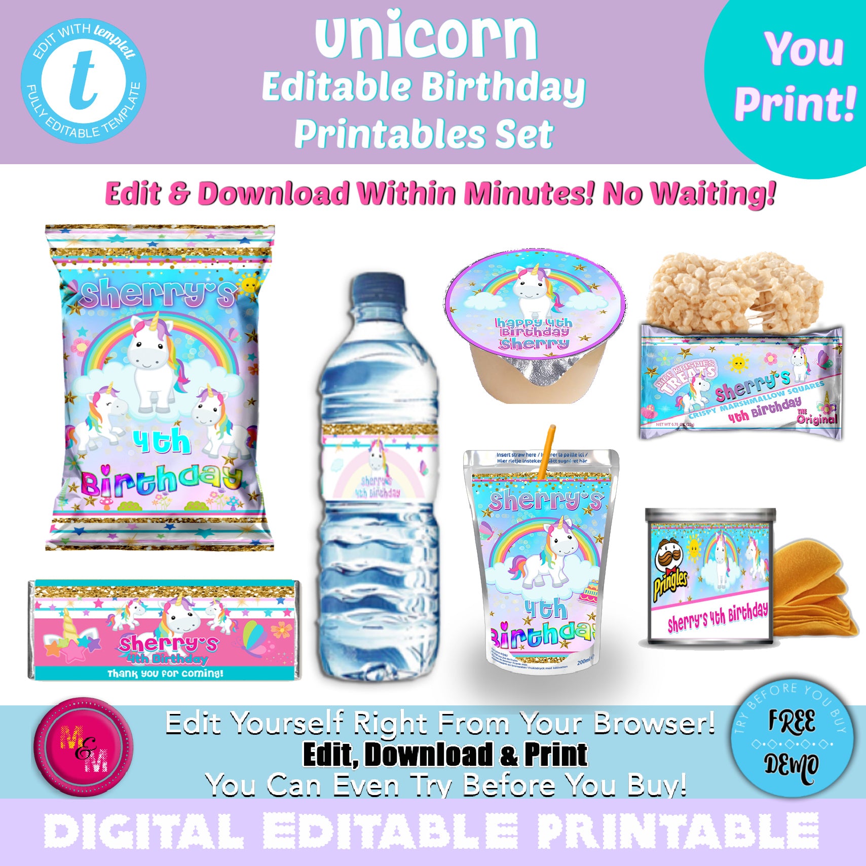 Editable Unicorn Birthday Printable Set, Unicorn Capri Sun Labels, Uni – Mug+Mouse Designs editable-unicorn-birthday-printable-set-unicorn-capri-sun-labels-uni-mug-mouse-designs