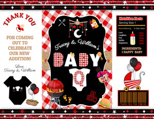Editable Baby Q Chip Bag & Juice Pouch Set | Baby Q  Baby Shower Favors | Barbecue Baby Shower Templates