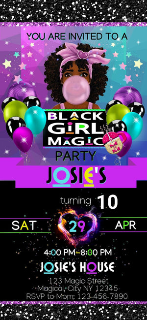 Editable Black Girl Magic Smartphone Invitation | Black Girl Magic Mobile Phone Invitation | Melanin Poppin Invitation | Black Girl Magic Party