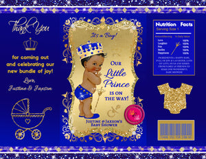 Editable Little Prince Baby Shower Chip Bag Set, Little Prince Party Favors, Royal Baby Chip Bag