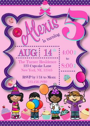 Editable Cupcake Birthday Party invitation,  Cupcake Birthday Party