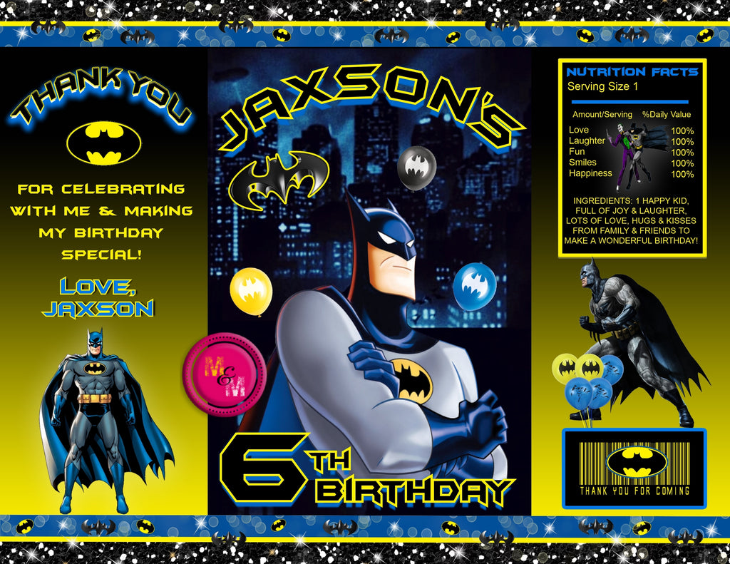 Editable Superhero Bat Chip Bag, Superhero Bat Party Favors, Superhero ...