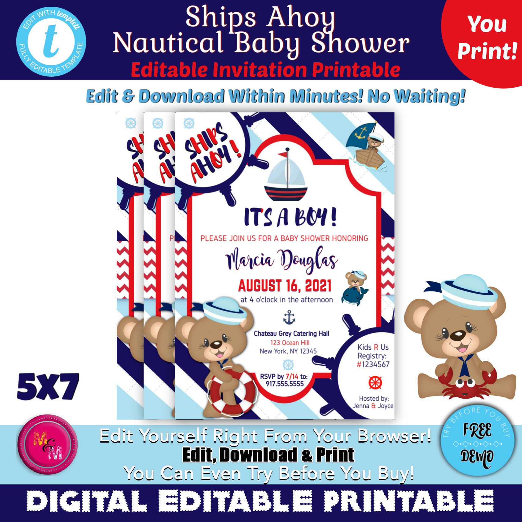 free nautical baby shower printables