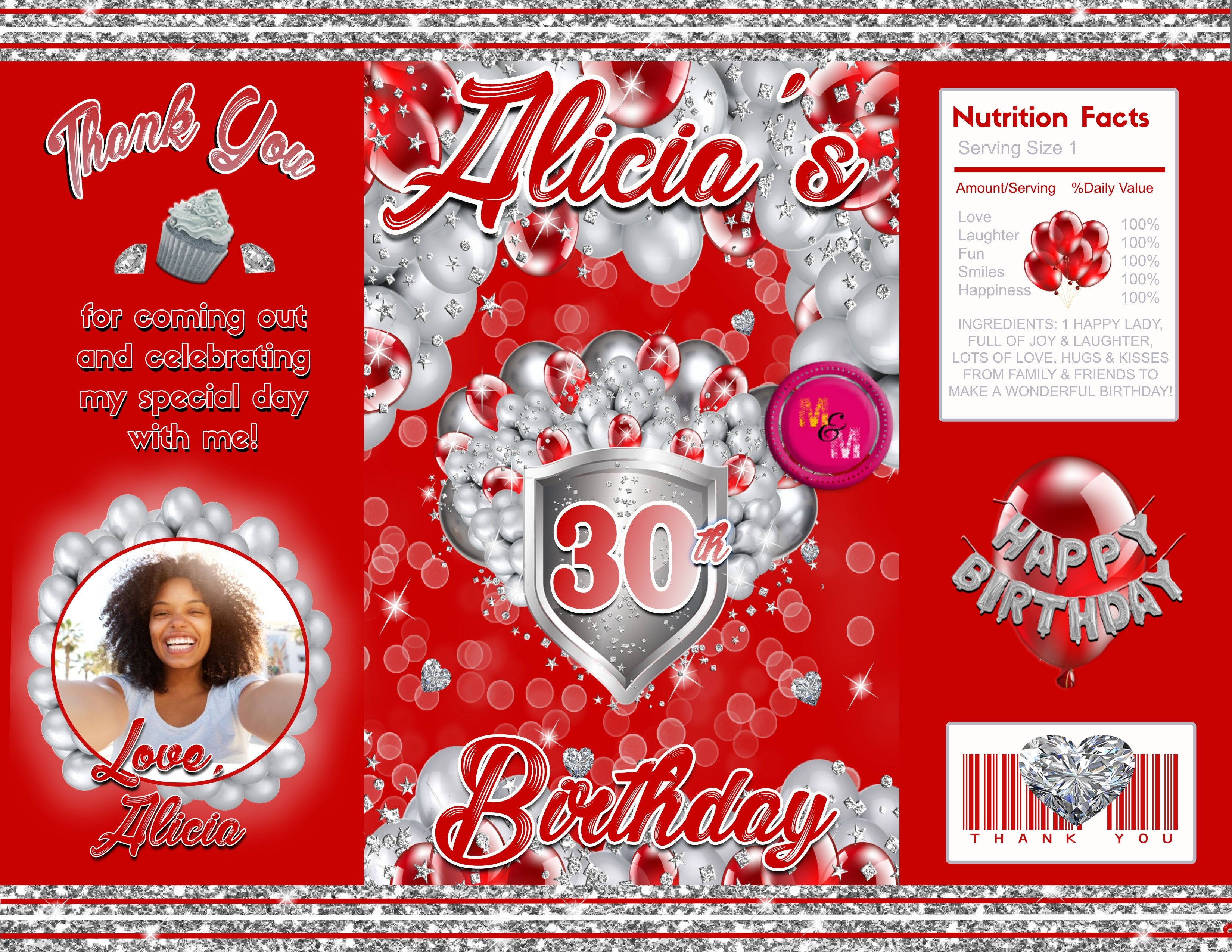 Editable Red & Silver Party Printables, Red & Silver Chip Bag Set, Red & Silver Party Decorations, Any Occasion