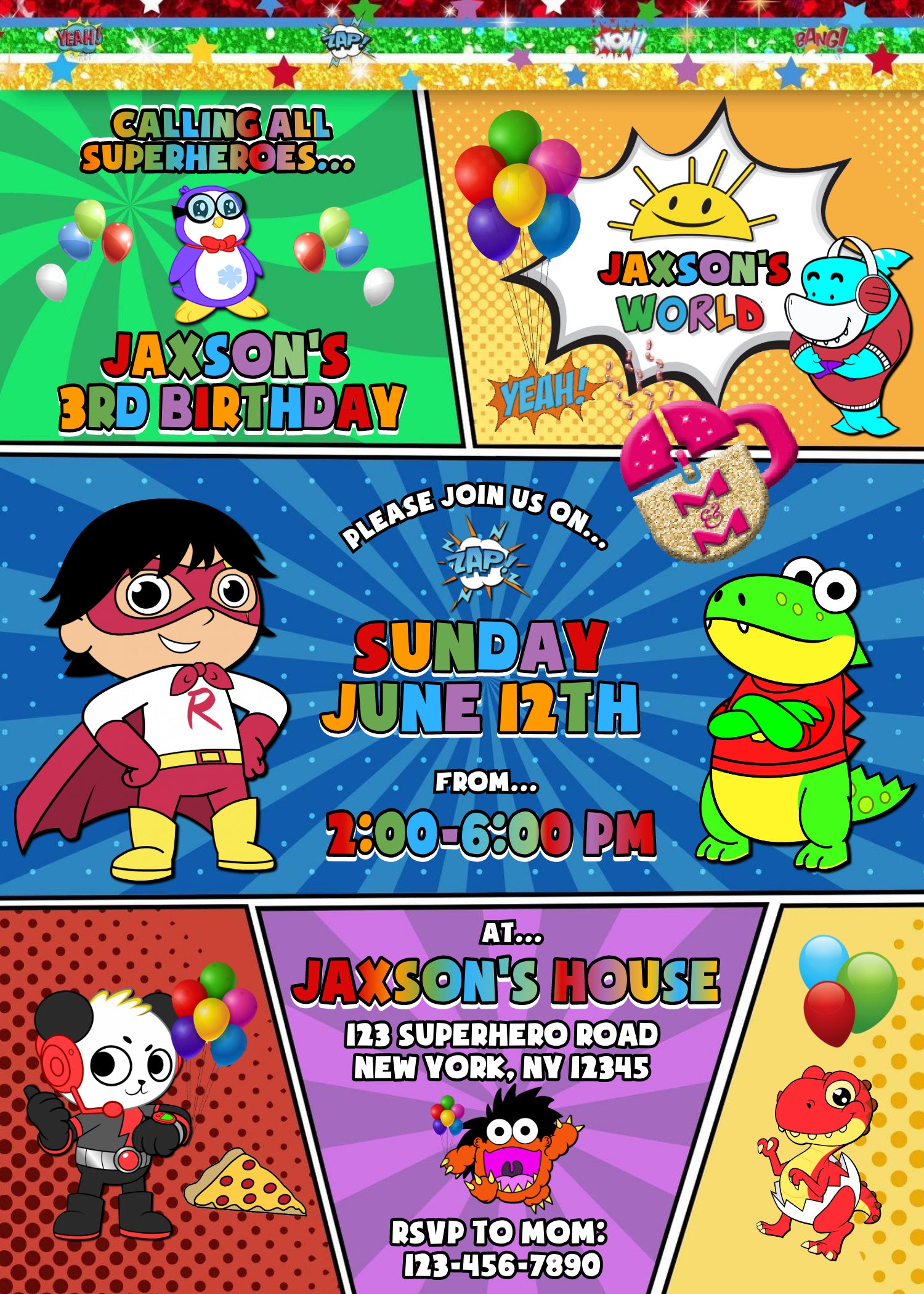 Editable Kid's World Invitation, Kid's Party Invite