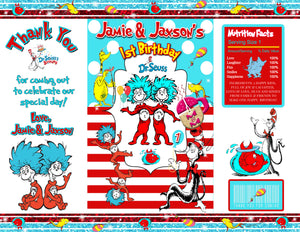 Editable Twins Chip Bag & Juice Pouch Set, Thing 1 Thing 2 Chip Bag