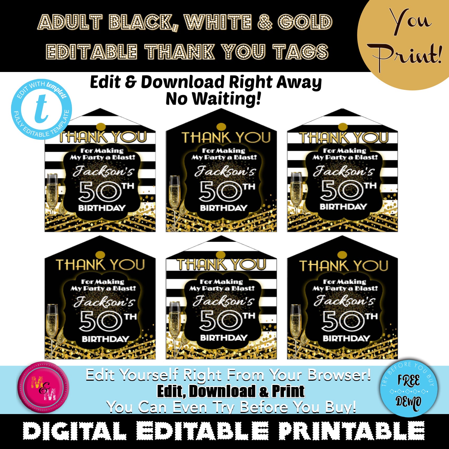 editable-black-white-gold-thank-you-favor-tags-printable-black-and-mug-mouse-designs for Free Printable 50th Birthday Tags Editable Black, White & Gold Thank You Favor Tags Printable, Black and – Mug+Mouse Designs for Free Printable 50th Birthday Tags
