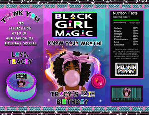 Editable Black Girl Magic Chip Bag Set, Black Girl Party Decorations, Black Girl Magic Party Favors