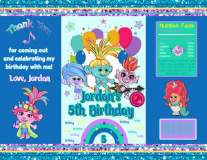 Editable Party Tour Movie Birthday Chip Favor Bag, Personalized Party Tour favor bag, Edit with Templett, Birthday Candy Bags