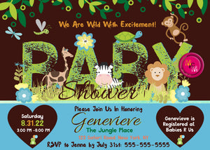 Safari Jungle Baby Shower Blue Invitation Printable, Safari Invite, Safari Baby Shower Invitation, Safari Baby Shower
