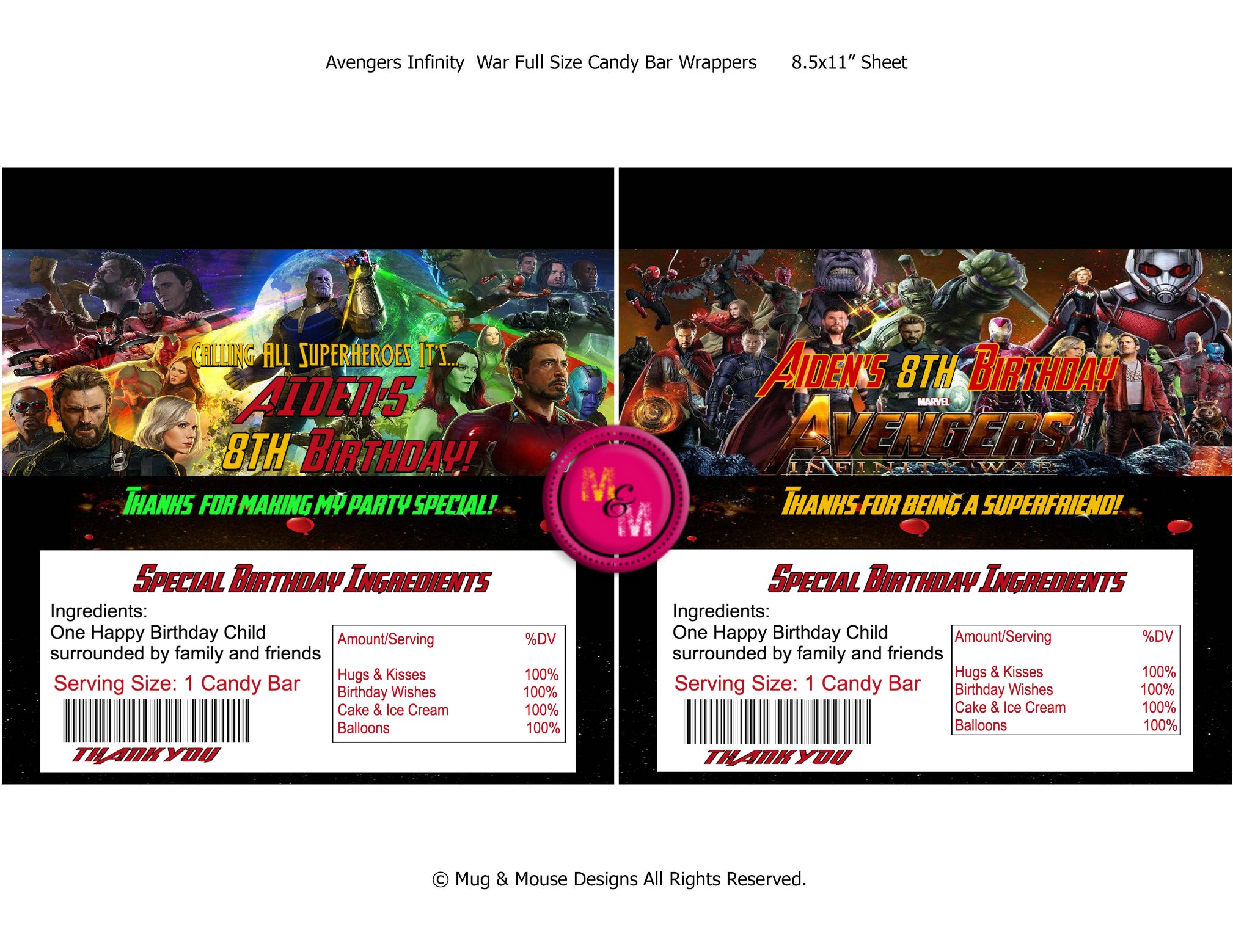 Editable Avengers Infinity War Candy Bar Wrappers Printable – Mug+Mouse ...