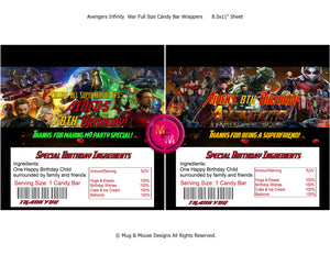 Editable Avengers Infinity War Candy Bar Wrappers Printable - mugandmousedesigns