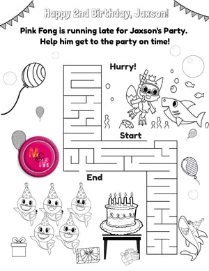 Editable Baby Shark Birthday Party Coloring pages, Baby Shark Activity Pages, Baby Shark Party Favors, Baby Shark Coloring Book, Pinkfong - mugandmousedesigns