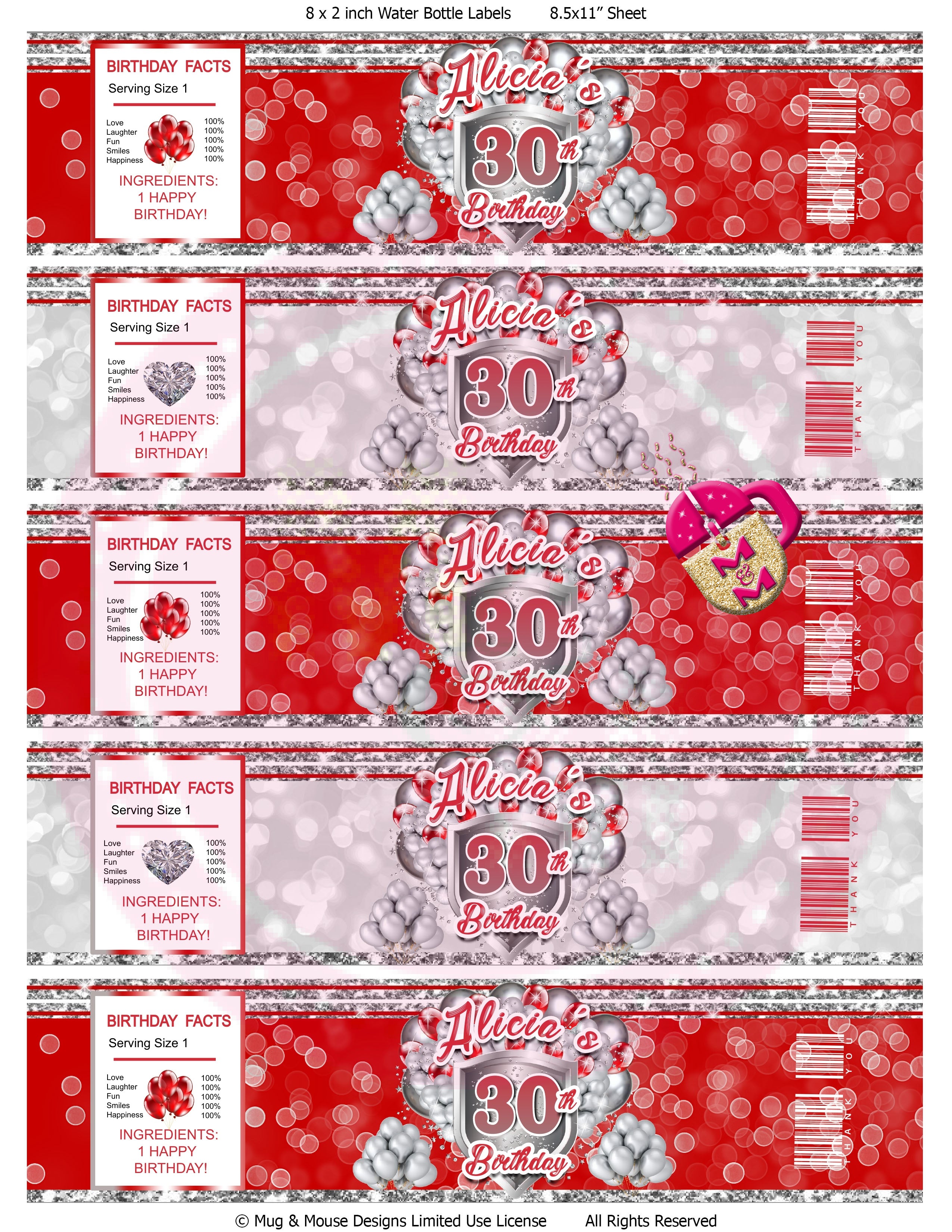 Editable Red & Silver Party Printables, Red & Silver Chip Bag Set, Red & Silver Party Decorations, Any Occasion