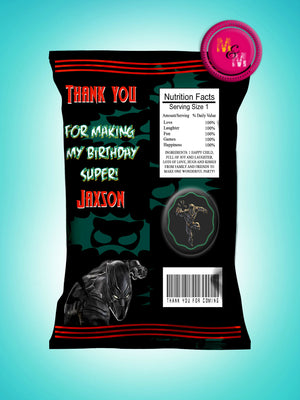 Black Panther Favor Bags, Black Panther Chip bag Printable - mugandmousedesigns
