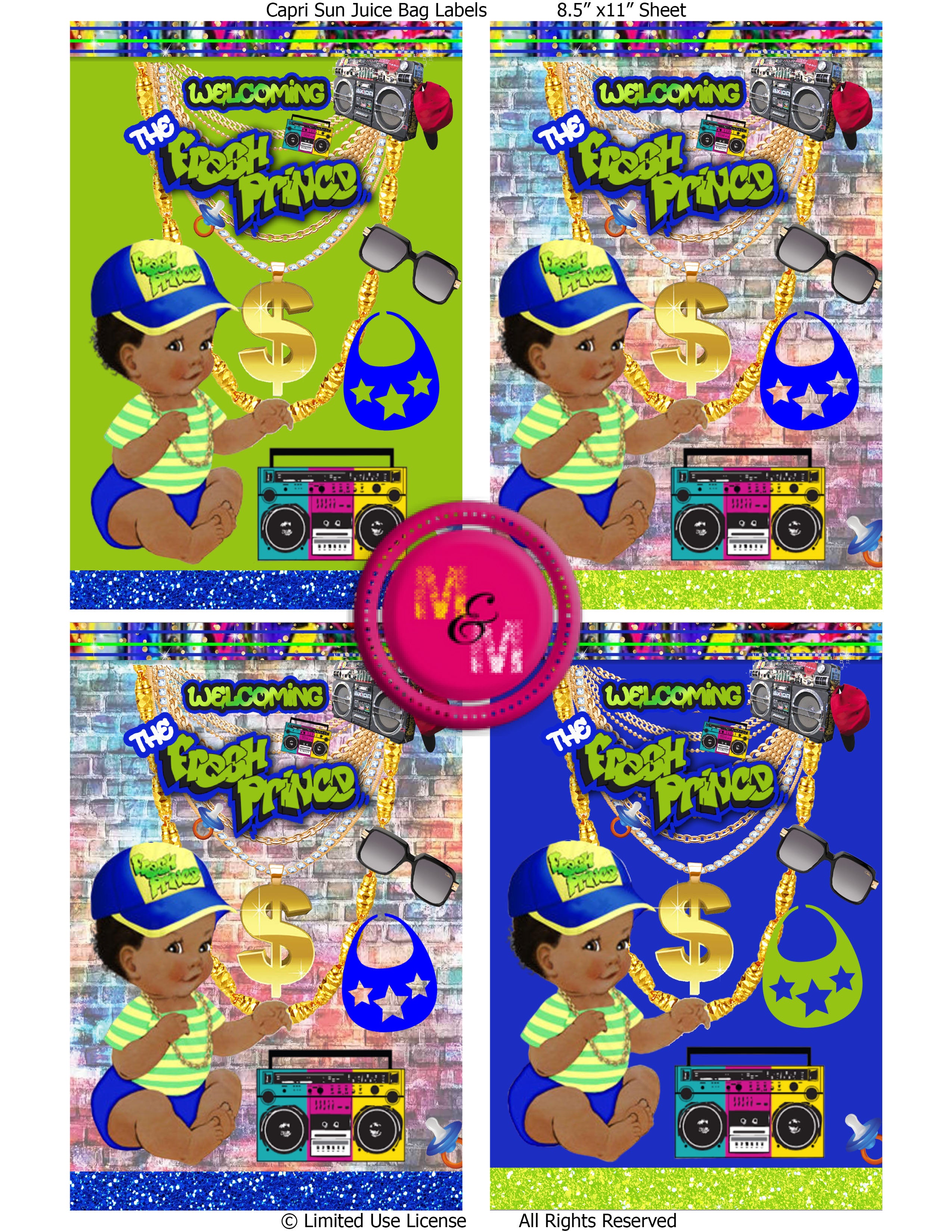 Instant Download Fresh Prince Baby Shower Favors, Fresh Prince Chip Bag Set, Hip-Hop Baby Shower, Fresh Rice Treats, 90's Baby Shower