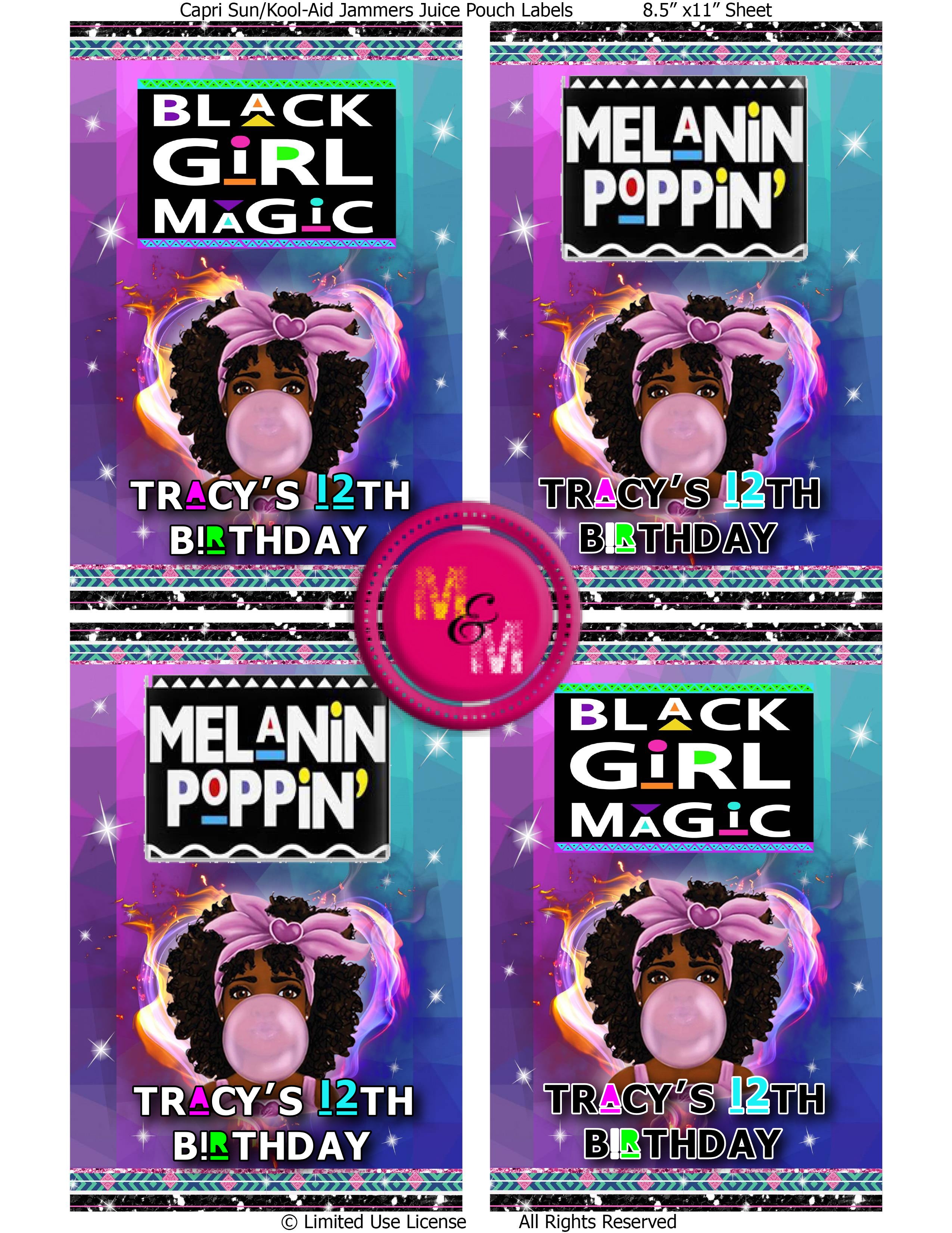 Editable Black Girl Magic Chip Bag Set, Black Girl Party Decorations, Black Girl Magic Party Favors