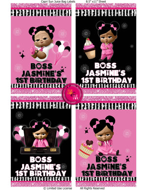 Editable Pink Boss Party Chip Bag Set, Girl Boss Party Party Favors, Pink Boss Party Printables