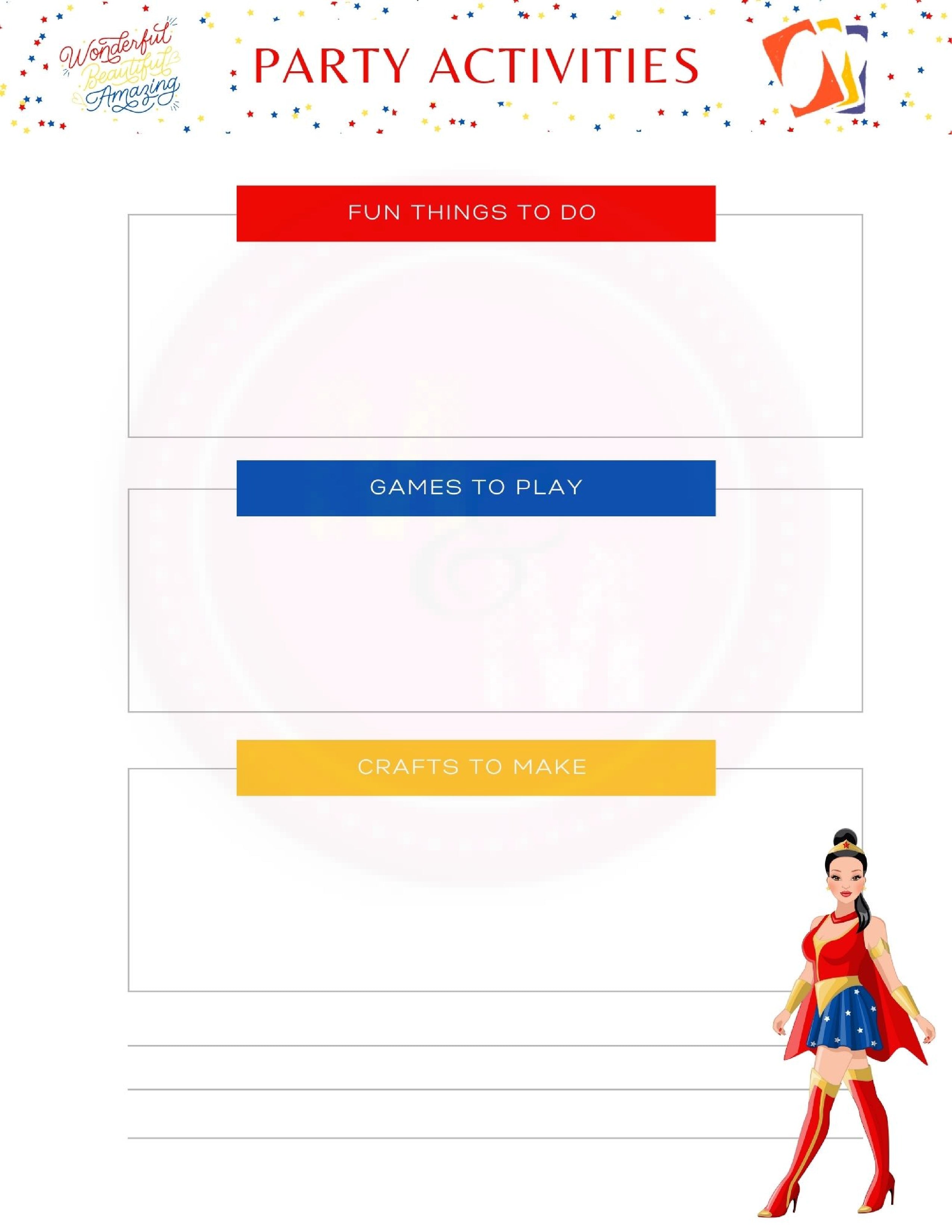 Woman of Wonder Party Event Planner | Superhero Themed Planner Printables Bundle  2| Event Planner Templates