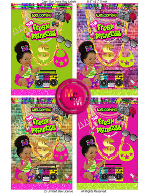 Instant Download Fresh Princess Baby Shower Favors, Fresh Princess Chip Bag Set, Hip-Hop Baby Shower, Fresh Rice Treats, 90's Baby Shower