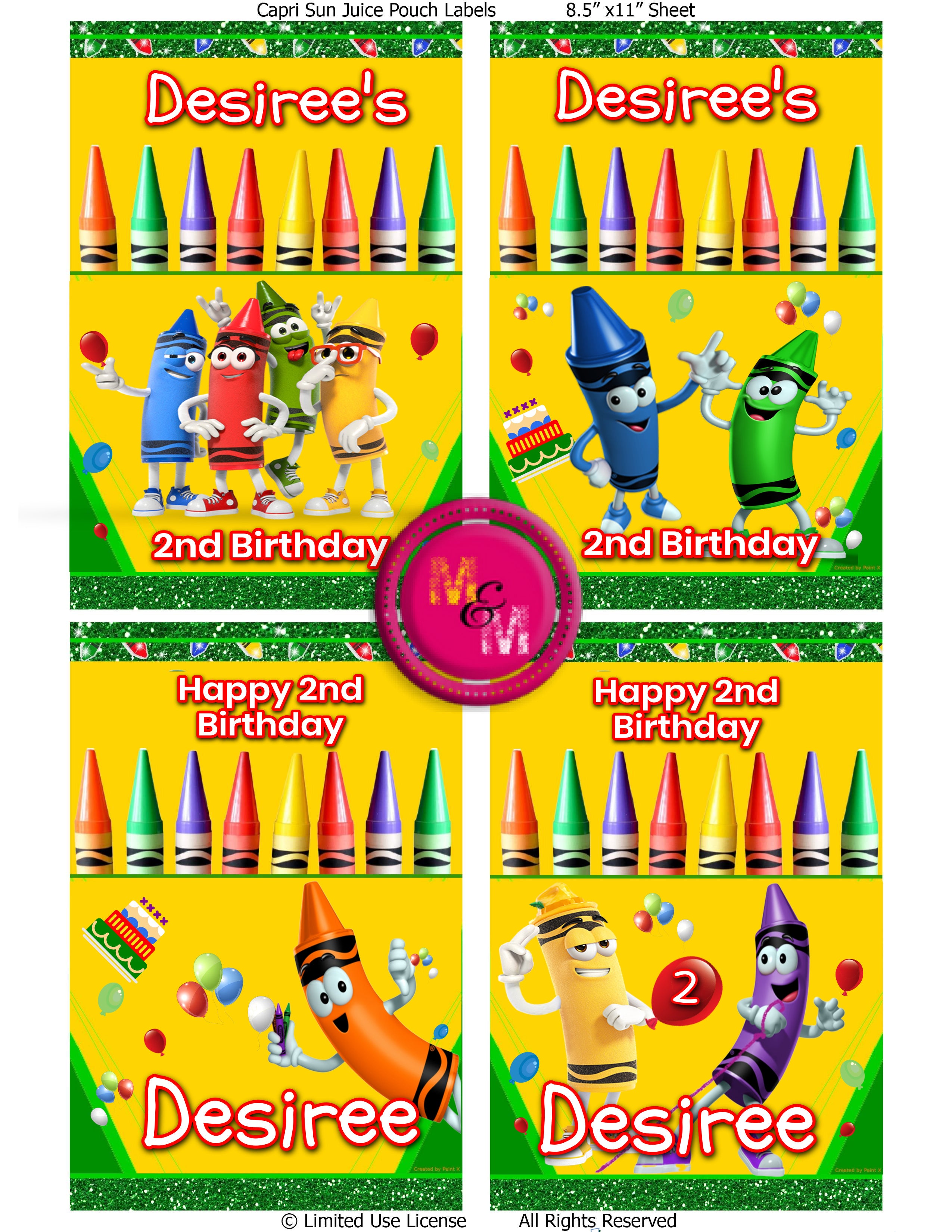 Editable Crayon Chip Bag Set Mini Bundle, Crayon Party Favors, Crayon Capri Sun, Crayon Juice Pouch Labels, Toddler Party Favors, Crayon Treat Bag