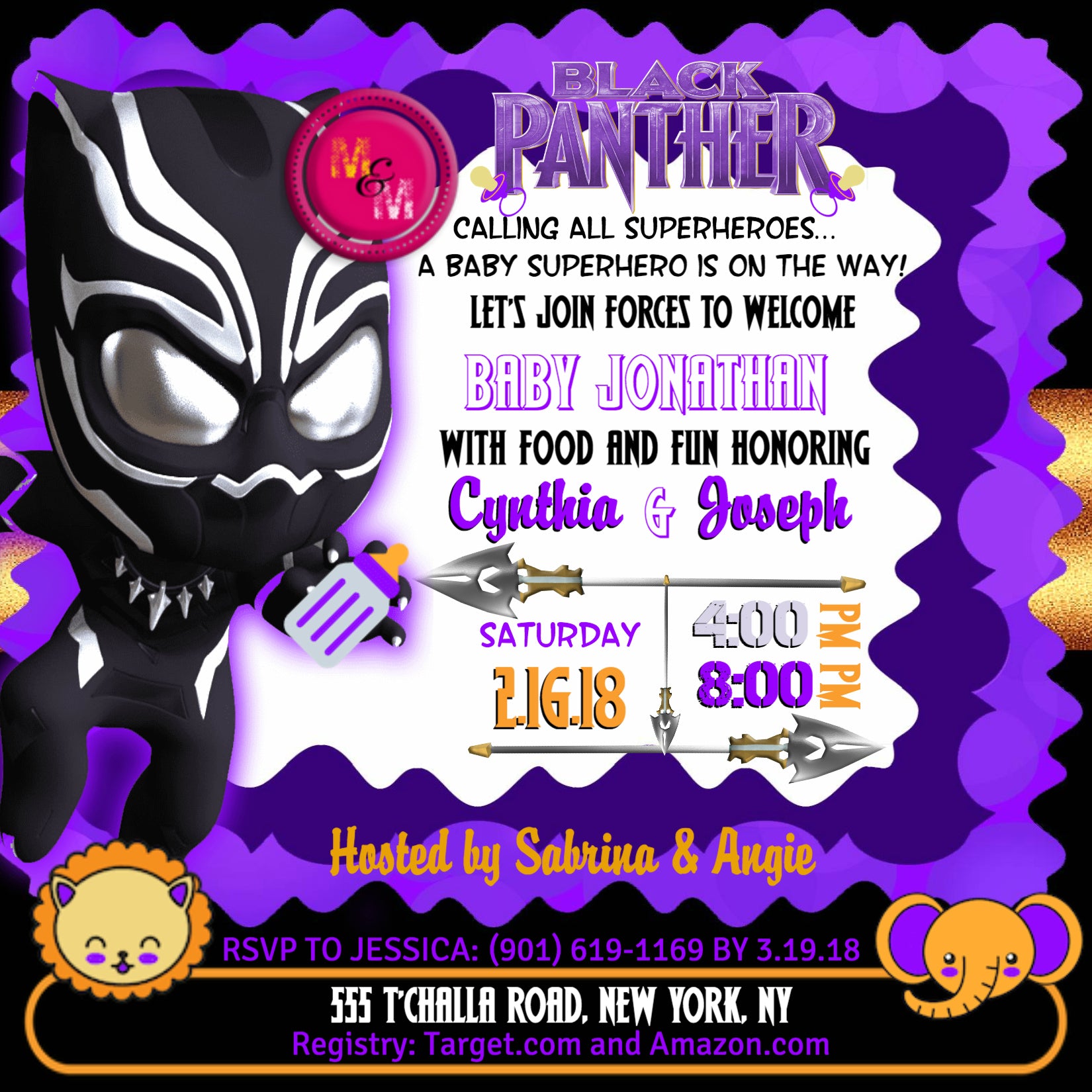 editable-purple-black-panther-baby-shower-supplies-set-mug-mouse-designs for Free Printable Black Panther Birthday Invitations Editable Purple Black Panther Baby Shower Supplies Set – Mug+Mouse Designs for Free Printable Black Panther Birthday Invitations