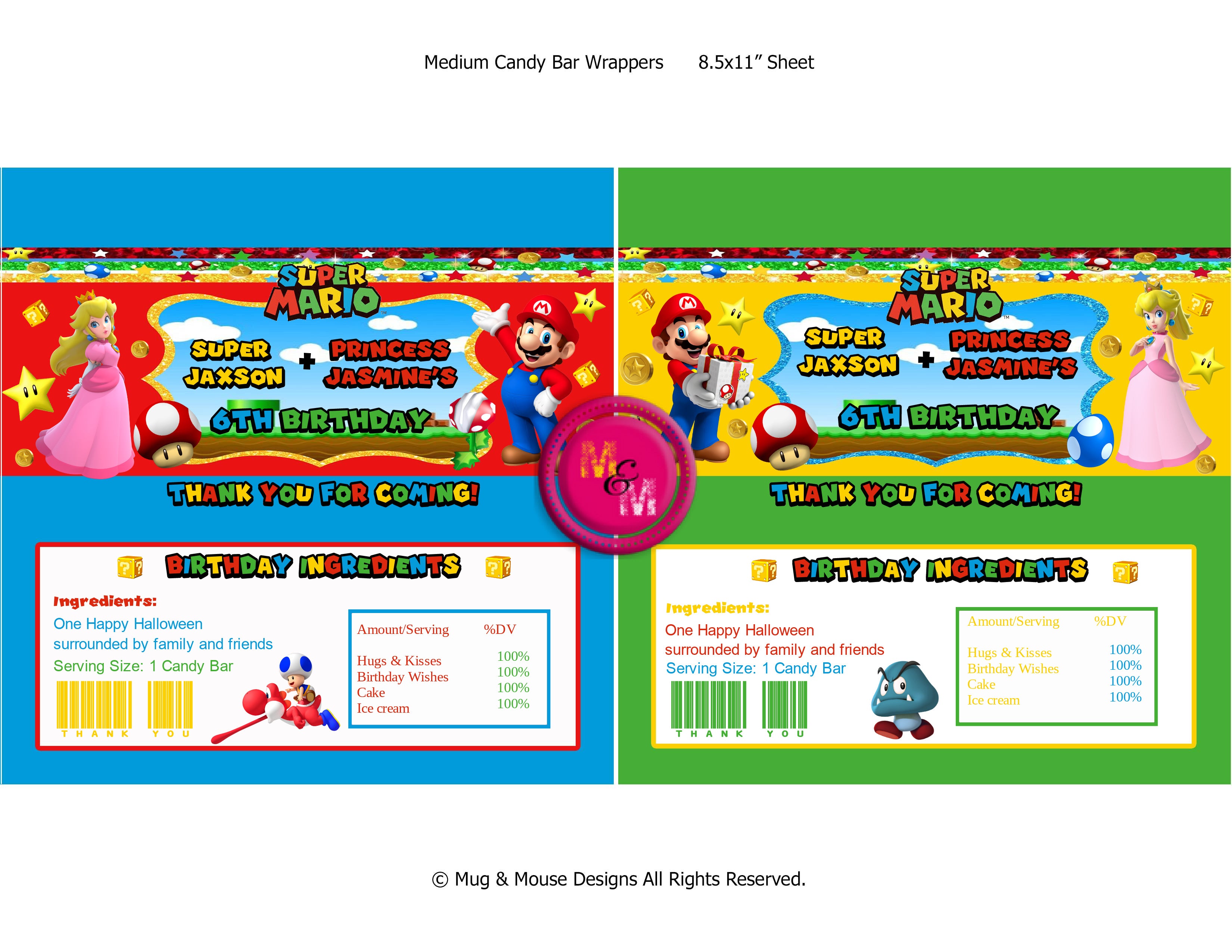 Editable Plumber Video Game Printables Mini Bundle, Plumber Video Game & Princess Chip Bag Set