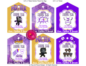 Editable Purple Black Panther Baby Shower Supplies Set - mugandmousedesigns