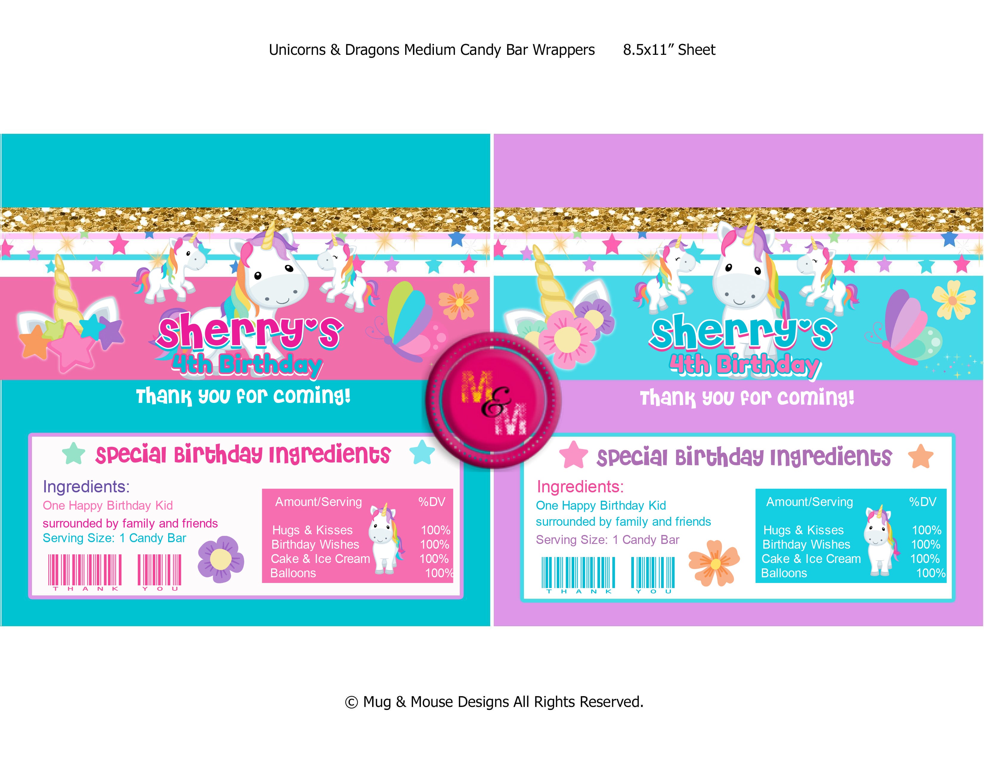 Editable Unicorn Birthday Printable Set, Unicorn  Capri Sun Labels, Unicorn Chip Bag Set