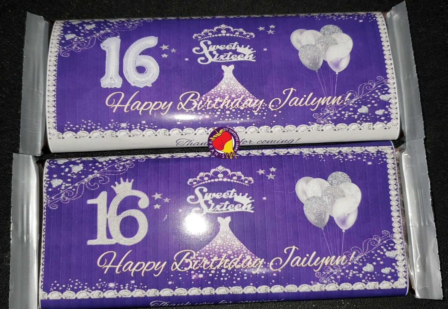 Editable Purple & SIlver Sweet 16 Chip Bag & Candy Bar Wrapper Set, Sweet Sixteen Party Favors