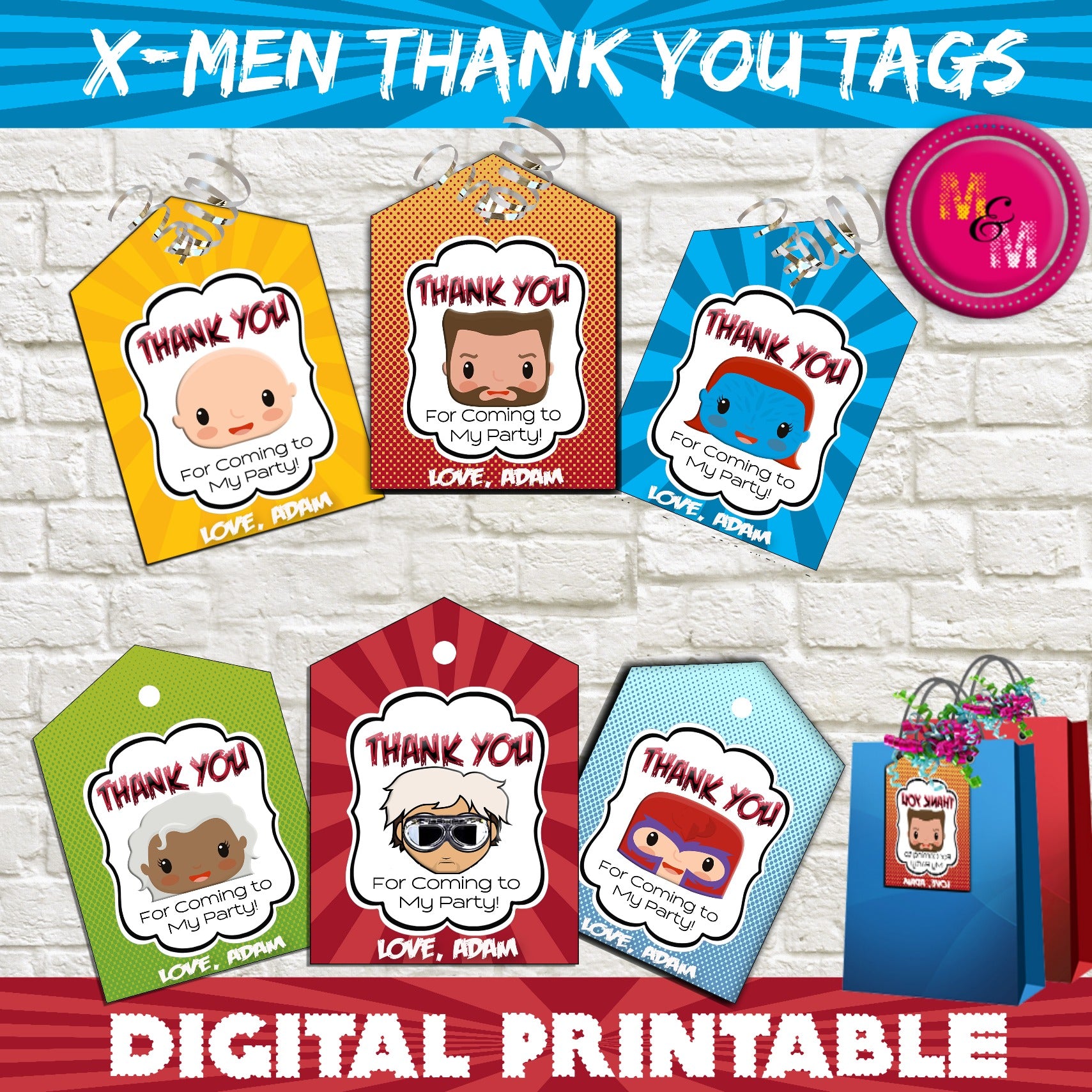 X-Men Party Thank You Favor Tags Printable , Personalized Gift Tags, S – Mug+Mouse Designs x-men-party-thank-you-favor-tags-printable-personalized-gift-tags-s-mug-mouse-designs